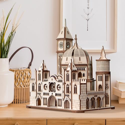 3D Wooden Puzzles for Adults, DIY Castle Model Building Kit | Creative Craft & Model Kits for Adults, DIY Assembly Puzzle Desk Decor, Holiday Gift for Xmas, Teens Men 14+, STEM Project - style: Castle
