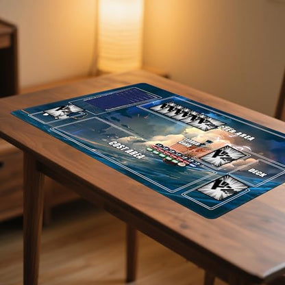 Playmat for One Piece Card Game (24x14 Inches): with Non-Slip Rubber, Zones Design, a Professional Storage Bag Included, Plus a Limited-Time Gift of a Set of 20 Damage Counters (Wave Boat) - color: Wave Boat