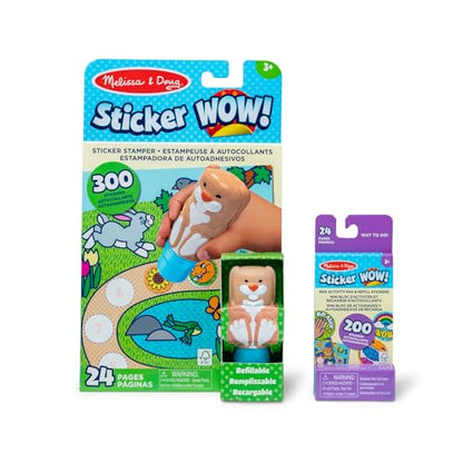 Melissa & Doug Sticker Wow!™ Bunny Bundle: 24-Page Activity Pad, Stamper, 500 Stickers, Mini Pad, Arts and Crafts Fidget Toy Collectible Character - color: Bunny, size: Bundle