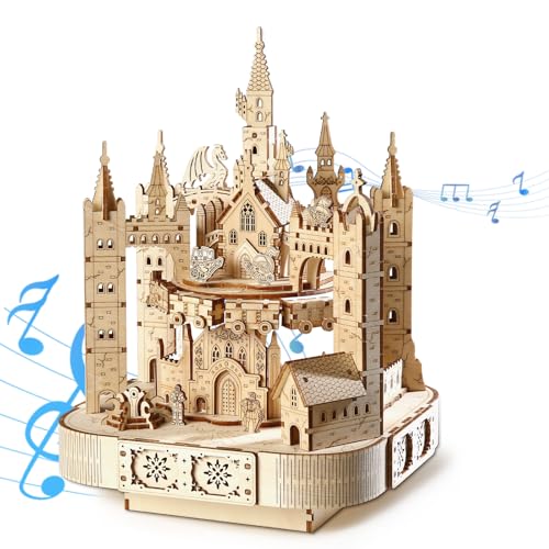 3D Wooden Puzzles for Adults, DIY Magic Castle Model Building Kit w/Music | 149Pcs Creative Craft & Model Kits for Adults, DIY Assembly Puzzle Desk Decor, Holiday Gift for Xmas, Teens Men 14+ - style: Music Magic Castle