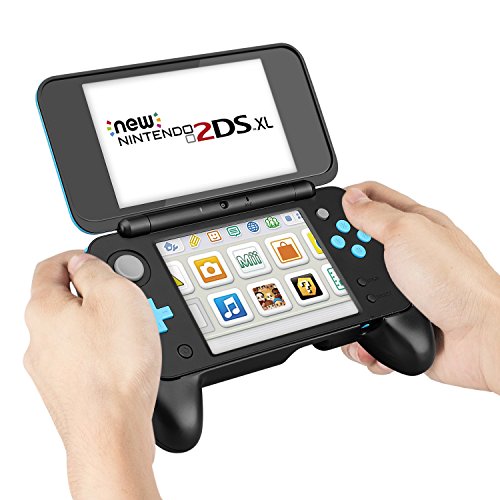 TNP Comfort Hand Grip Case for New Nintendo 2DS XL/LL 2017 with Kickstand | Non-slip controller grip accessory with precise cutouts, protective coverage and a tabletop play stand for stylus games.