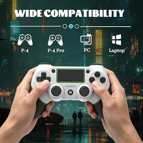 LZXWAWA Controller Compatible with PS4 Console,Wireless Controller for Ps4 Controller/Pro/Slim/PC Windows,with Built-in Speaker/Touchpad/Six-axis Motion Control/Vibration/Charging Cable,White - color: White Green
