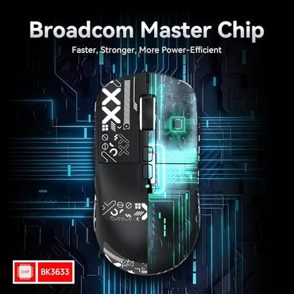 MAMBASNAKE Attack Shark X6 Wireless Gaming Mouse,RGB Magnetic Charging Dock,49g Ultralight X3 Upgrade,Tri-Mode 2.4GHz/BT5.2/USB-C,PAW3395 Sensor 26KDPI,G502 Programmable Mice for Win/Mac - Black&Tape - color: Black&Tape