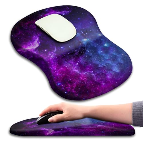Mouse Pad Wrist Support, Ergonomic Mouse Pad with Massage Dot, Comfortable Computer Mouse Pad for Laptop, Wrist Rest Pain Relief Mousepad with Non-Slip PU Base for Office & Home, 12 x 8 in - color: 014-Purple Galaxy