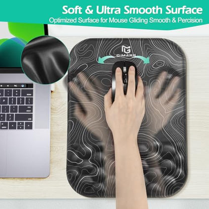 Gimars Upgrade Ergonomic Mouse Pad Wrist Rest with Memory Foam Massage Bump, Enlarge [ 30% Larger Moving Space] Mouse Pad Wrist Support with Nonslip PU Base for Laptop, Computer, Gaming & Office - color: Map-square