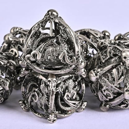 DND Metal Dice Set, UBEUCK 7PCS Gear Metal DND Dice Set for Dungeons & Dragons Board Games Boxes (Antique Nickel dice) - color: Antique Nickel Dice