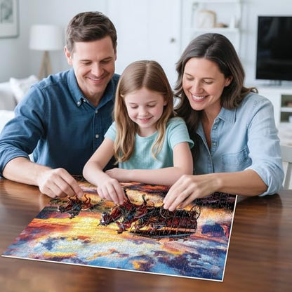 500 Piece Puzzles for Adults, Wild Horses Jigsaw Puzzles 500 Pieces, Beautiful Sunset Sky Jigsaw Puzzles, Challenging Puzzle Home Decor Birthday Party Gift for Adults Seniors Age 14+ - style: Horse