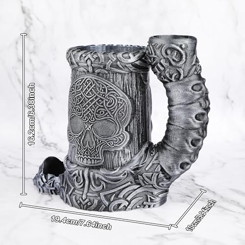 AUSPDICE DND Dice Rolling Tower, RPG Dice Storage for Tabletop Games | Hand-Painted Skull Dice Tower for Dungeons and Dragons –Gothic Dice Cup, Pen Holder, Drink Stand– (RF286B Skull Cup Silver) - color: Silver, style: RF286 Skull Cup