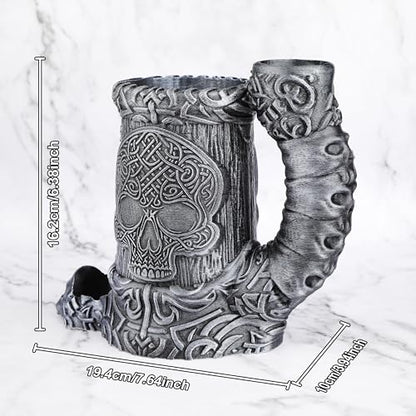 AUSPDICE DND Dice Rolling Tower, RPG Dice Storage for Tabletop Games | Hand-Painted Skull Dice Tower for Dungeons and Dragons –Gothic Dice Cup, Pen Holder, Drink Stand– (RF286B Skull Cup Silver) - color: Silver, style: RF286 Skull Cup