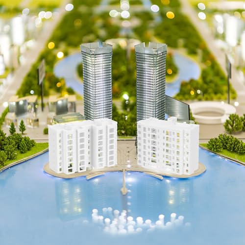 Vaguelly Miniature Apartment Building Model Plastic 4 Pack Set | Plastic construction, lightweight and durable, Easy to install, For architectural models and landscape decoration