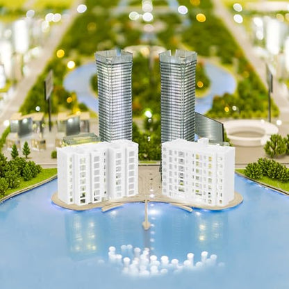Vaguelly Miniature Apartment Building Model Plastic 4 Pack Set | Plastic construction, lightweight and durable, Easy to install, For architectural models and landscape decoration