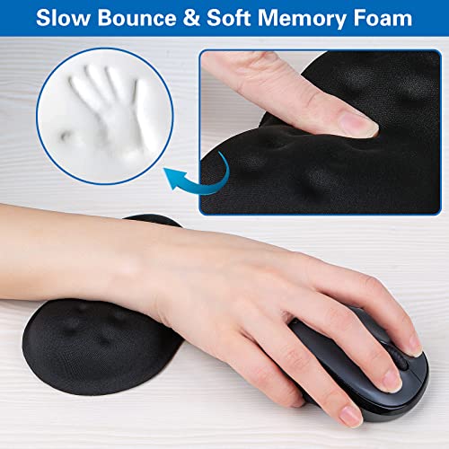 2 Pack Mouse Wrist Rest, Canjoy Wrist Rest for Mouse Memory Foam Wrist Pad | Superfine Fibre Soft Mouse Wrist Rest Pad Support Cushion with Anti-Skid Rubber Base, Pain Relief Mouse Hand Rest - color: Black-upgraded