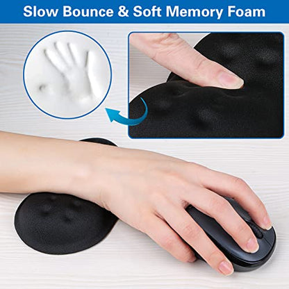 2 Pack Mouse Wrist Rest, Canjoy Wrist Rest for Mouse Memory Foam Wrist Pad | Superfine Fibre Soft Mouse Wrist Rest Pad Support Cushion with Anti-Skid Rubber Base, Pain Relief Mouse Hand Rest - color: Black-upgraded