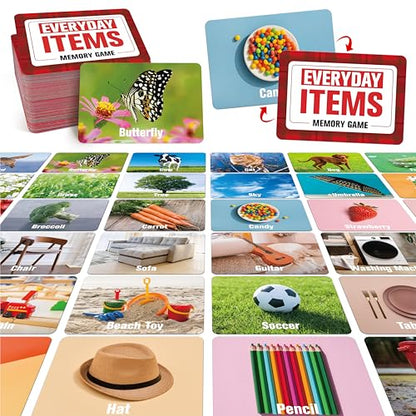 80 PCS Daily Items Matching Game, 40 Designs Everyday Objects Memory Cards Engaging Picture Match Game, Educational Learning Toys Enhance Memory & Matching Skills for Kids Ages 3 and Up - style: Daily Items