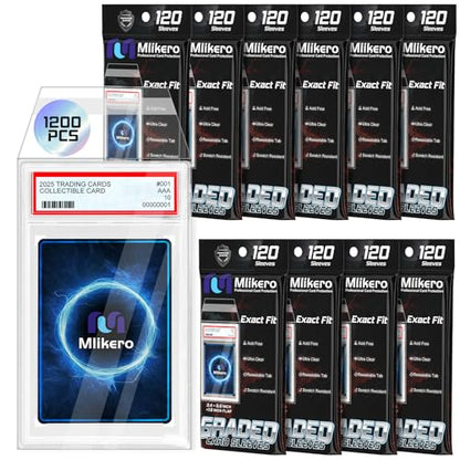 1200 Pack Graded Card Sleeves, Precise Fit Slab Sleeves, Acid-Free Resealable Slab Protector Compatible with PSA Graded Slabs - size: 1200 Pack