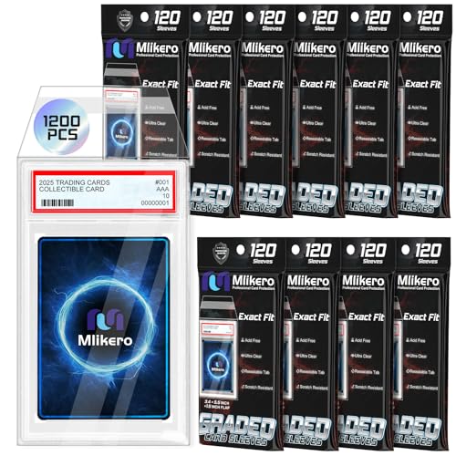 1200 Pack Graded Card Sleeves, Precise Fit Slab Sleeves, Acid-Free Resealable Slab Protector Compatible with PSA Graded Slabs - size: 1200 Pack