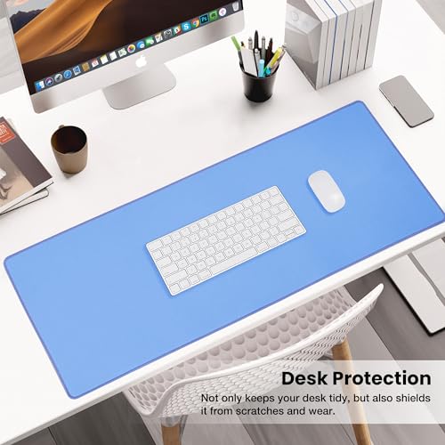 ALOANES Non-Slip Extended Mouse Pad Office&Home Desk Mat Stitched Edge | Blue Waterproof Jacquard Mousepad for Laptop Office Home 35.43"x15.74"x0.12" - color: Blue, size: 35.4L x 15.7W inches