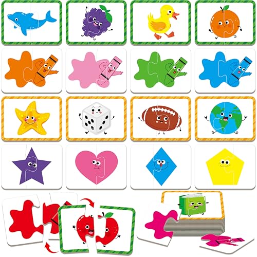 24 Set Color & Shape Puzzles, Self-Correcting Puzzle Matching Game Educational Hands-on Activities for Toddlers, Kindergarten, First Learning Learning Games Toys for 3 Years Old - style: Color & Shape
