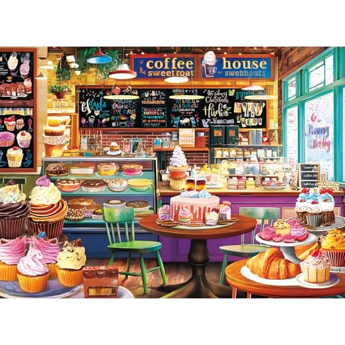 500 Piece Puzzles for Adults,Colorful Baked Goods Puzzle for Teens Adults Seniors, Recycled Cardboard Coffee Shop Jigsaw Puzzle 500 Pieces,Food Puzzle with Letters on Back,Challenging Family Game Gift - style: Colorful Baked Goods