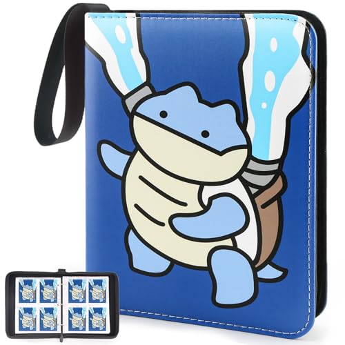 Premium Collectible Trading Card Albums，Card Binder Fits 400 Cards with 50 Removable Sleeves，Display Game Card Case book Holder, Turtle Themes - color: Turtle Cartoon