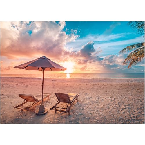 Rocorose 1000 Piece Jigsaw Puzzle, Inspirational Beach Puzzles for Adults and Families, Tropical Ocean Sunrise Sunset Scene Nature Puzzle, HD Quality Challenging Landscape Photo Puzzle Games - color: Inspirational Beach