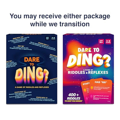 Dare to Ding – Game of Riddles & Reflexes, Guess the Riddle Game, 3 Levels | Fast-Paced Card Game, 450+ Riddles, Family-Friendly Game for Teens, Families & Adults, Gift for Ages 10 & Up, 3–8 Players