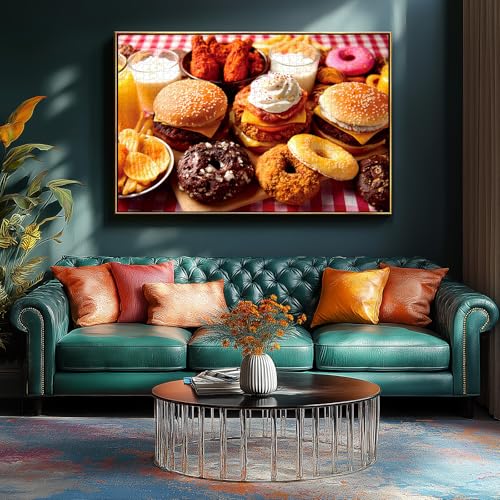 1000 Piece Jigsaw Puzzle for Adults Fast Food Feast Burgers Fries Donuts Sweet Desserts Challenging 1000pc Puzzle Game Family Fun Activity(27.6" x 19.7") - color: Burgers Fries Donuts, size: (27.6"x19.7")