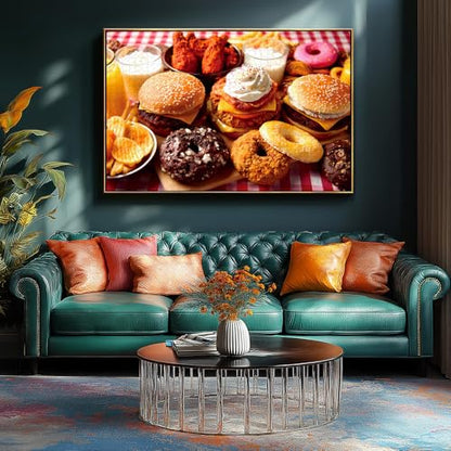 1000 Piece Jigsaw Puzzle for Adults Fast Food Feast Burgers Fries Donuts Sweet Desserts Challenging 1000pc Puzzle Game Family Fun Activity(27.6" x 19.7") - color: Burgers Fries Donuts, size: (27.6"x19.7")