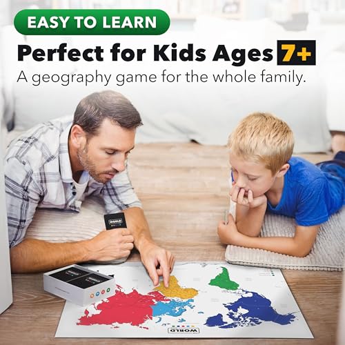 The World Game - Geography Card Game - Educational Games for Kids, Family and Adults - Cool Learning Gift Idea for Teenage Boys & Girls 8-12 with Map