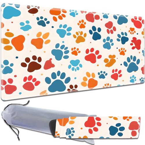 for MTG Playmat Non-Slip Rubber Play Mat with Storage Bag Combination, Ideal for Card Game Lovers TCG Play Mat, Color Dog Paw Prints - color: Color Dog Paw Prints