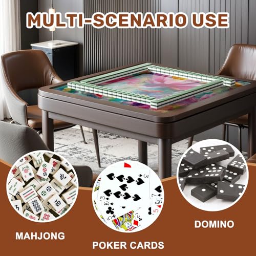 Mahjong Mat 31.5" x 31.5" Intricate Watercolor Pond Art Lotus Fish Soft Pastels Non-Slip Noise Reduction Mahjong Tiles Table Cover for Dominoes Poker Card Board and Tile Games - color: Color1