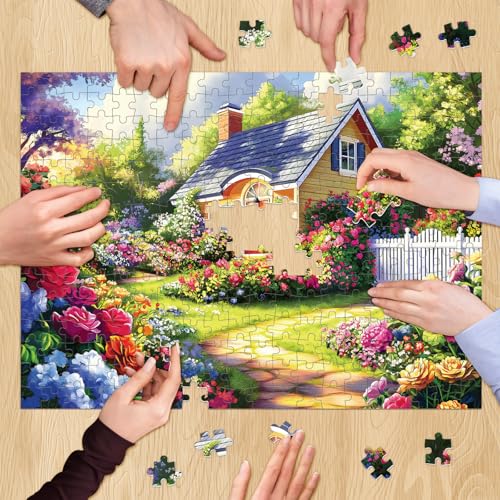 500 Pieces Puzzle for Adults, Flower Garden Puzzle for Adults, Beauty House Jigsaw Puzzles 500 Pieces Challenging Game Home Decor Birthday Party Gift Toy for Adult Seniors, 20.5 * 15 inch - style: Flower Garden