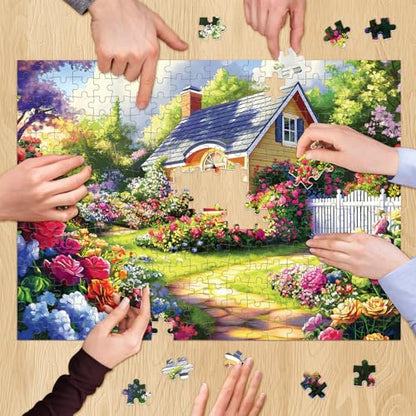 500 Pieces Puzzle for Adults, Flower Garden Puzzle for Adults, Beauty House Jigsaw Puzzles 500 Pieces Challenging Game Home Decor Birthday Party Gift Toy for Adult Seniors, 20.5 * 15 inch - style: Flower Garden