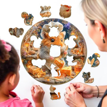 50 Piece Puzzles for Kids - Chef Hamster Wooden Puzzles for Kids Ages 4-6 - Kids Puzzles with Unique Animals Shapes - Spring Gifts for Girls and Boys (11.4 * 11.4 in) - color: Chef Hamster