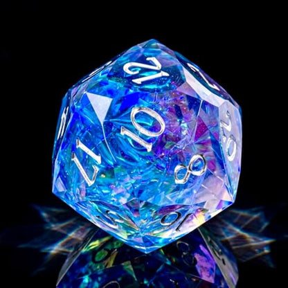 Multifaceted DND Single D20 Dice Resin Sharp Edge 20 Sided D&D Dice, 22Mm Handmade Polyhedral for Dungeons and Dragons, RPG, Roleplaying MTG Table Games - color: D20-gradual Blue