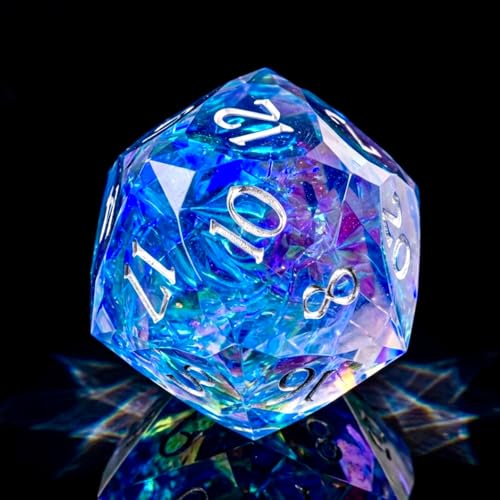 Multifaceted DND Single D20 Dice Resin Sharp Edge 20 Sided D&D Dice, 22Mm Handmade Polyhedral for Dungeons and Dragons, RPG, Roleplaying MTG Table Games - color: D20-gradual Blue