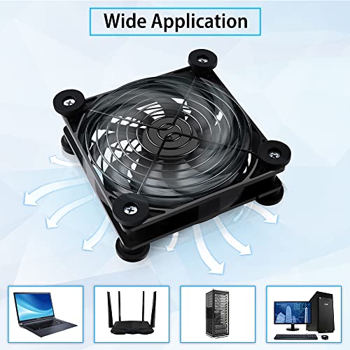 2Pack Quiet 120mm USB Fan Dual-Ball Bearings, USB Fan 5V, with L/M/H 3-Degree Speed Controller High Airflow Cooling Fan for Router Modem Receiver DVR Xbox TV Box - size: 2Pack