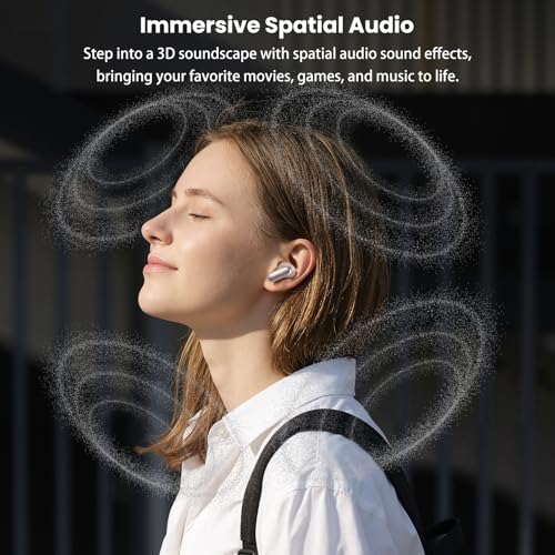 TOZO NC20 Pro Active Noise Cancelling Wireless Earbuds, Smart LCD Screen | LDAC Hi-Res Audio, Stereo Bass, 6 Mics AI Call Ear Buds, 80H Playtime, IPX8 Waterproof, 32 EQ via App, Wireless Charging - color: Rose Gold