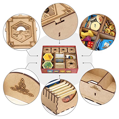 TowerRex Organizer Compatible with Catan Board Game and Cities and Knights, Seafarers Expansions, Storage Insert, Accessories Upgrade