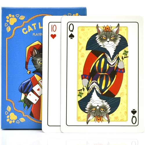 Cat Playing Cards Themed Deck for Adults - Collectible Card Games for Teens, Women and Men - Card Games For Adults on Family Game Night - 54 Cards for Solitaire or Poker - Fun Gifts for Cat Lovers