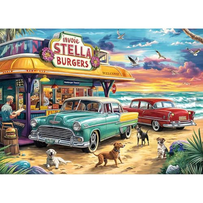 Puzzles for Adults 1000 Pieces,Seaview Campground Jigsaw Puzzle with 1:1 HD Poster, Perfect Interlocking No Dust, Stress Relief Ideal Gift for Family Games - color: Seaview Campground
