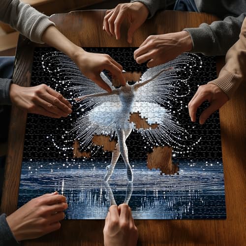 Impossible Puzzle for Adults 1000 Piece, Butterfly Lady Puzzle Dancing Women Pretty, Elegant Ballet Aesthetic Art Jigsaw Puzzle - style: Butterfly Ballet Puzzle