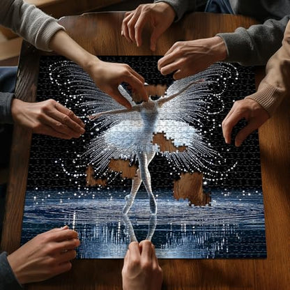 Impossible Puzzle for Adults 1000 Piece, Butterfly Lady Puzzle Dancing Women Pretty, Elegant Ballet Aesthetic Art Jigsaw Puzzle - style: Butterfly Ballet Puzzle