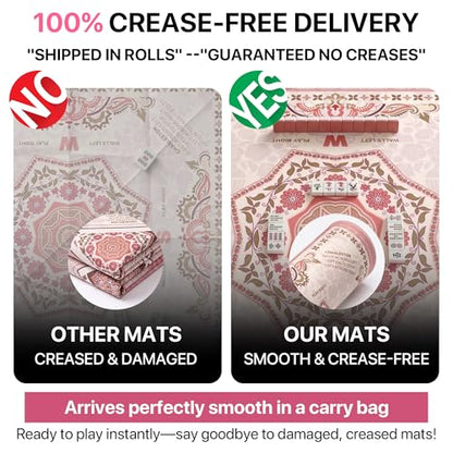 Mahjong Mat 31.5x31.5 inches – Quiet, Foldable Table Mat for Mahjong, Card Games & Board Games, 3-Layer Noise-Reducing Design, Waterproof & Easy-Clean, Includes Storage Bag (Pink - Regular) - color: Pink - Regular