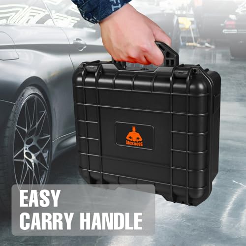 Jack Boss Hard Case, 13.6 x 11.4 x 6 Inch Portable Weather Waterproof Protective Camera Case with Customizable Foam, Fit Use of Drones, Camera, Equipments，Black - color: BLACK, size: 13.6x11.4x6 in