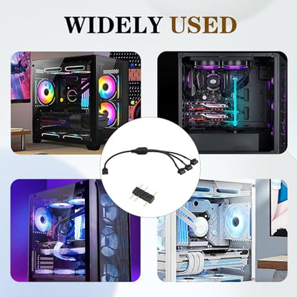 4 Pack ARGB 1 to 3 Extension Cable, 3-Pin to SM 3-Pin Female Adapter with Adapter pin, 5V Addressable RGB Extension Cable for PC Fans and LED Strips, Motherboard Sync (0.98 FT/ 30 CM Each) - color: 1-to-3 5V 3pin female to female