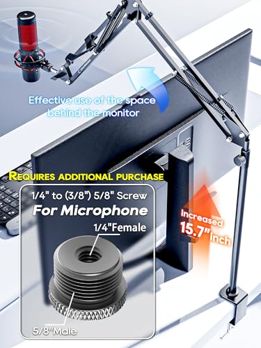 CACENCAN Overhead Camera Mount, 5lb Horizontal Load-Bearing, 360° Adjustable Stand for Desk, Flexible Arm Desk Mount, with Phone Clamp, Tabletop Mount for DSLR Camera/Webcam/Microphone（White - color: White
