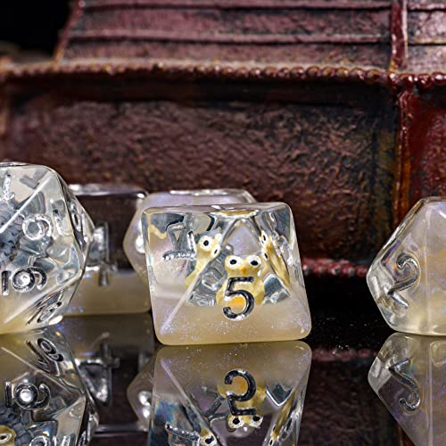 Cusdie 7-Die DND Dice, Polyhedral Dice Set Filled with Animal, for Role Playing Game D&D Dice (Owl) - color: Owl