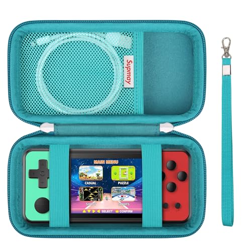 Supmay Carrying Case Compatible with KAVOYI / Beico / TEBIYOU 32 Bit Handheld Games for Kids, Portable Arcade Gaming Player Storage Holder Travel Bag with Mesh Pocket for Battery, USB Cable, Green - color: Green