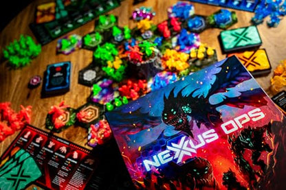 Renegade Game Studios Nexus Ops Board Game - Sci-Fi Miniatures Strategy | For 2-4 Players, Includes Translucent Blacklight Alien Units, Secret Missions & Rubium Mine Control, 90-Min Playtime